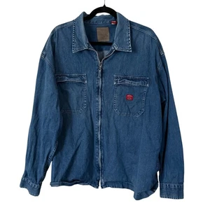 Unisex Vintage GAP Azul Jeans Retro Años 80/90 Denim Cremallera Cuello Camisa Chaqueta-XL - Imagen 1 de 8