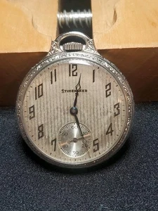 1926 South Bend Studebaker 14K White Gold Filled Pocket Watch - Keeping Time - Bild 1 von 21