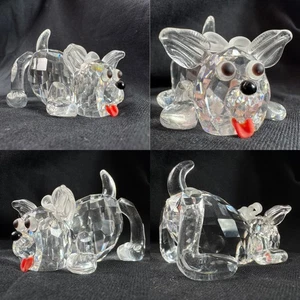 Swarovski Dog Figurine Red Tongue Terrier Cartoon Style Glass Cute Playful Puppy - Picture 1 of 12
