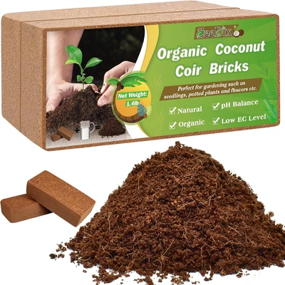 Zeedix 2 Piezas Premium Coco Coir Comprimido 100% Orgánico Coco Coir Ladrillo con L Foto 1 de 4