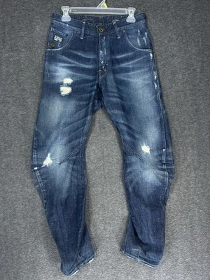 Jeans masculino G-STAR cru 29x30 azul denim arco zíper 3D solto afunilado desgastado - Imagem 1 de 4