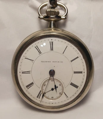 1883 ИЛЛИНОЙС КАРМАННЫЕ ЧАСЫ, 11J 18S, НИКЕЛЬ, ДИСПЛЕЙ НАЗАД - Изображение 1 из 4