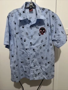 Blue Skull Design Men’s Button Up Short Sleeve Shirt Approx M Brand TM - Picture 1 of 7