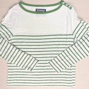 Boden Plus Women’s Shirt Green White Striped Crewneck Long Sleeve Soft Size 20 - Picture 1 of 4