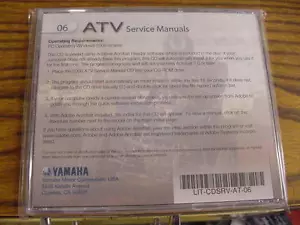 YAMAHA ATV Service Manual Collection 2006 on CD New LIT-CDSRV-AT-06 - Picture 1 of 2