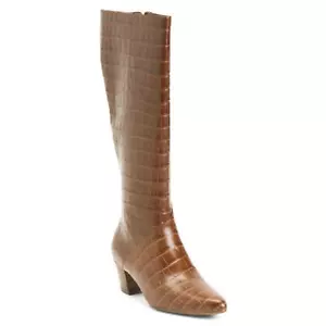 NATURALIZER Womens Melanie Leather Wide Calf Brown Tall Shaft Boots Sz 5.5 Heel - Picture 1 of 4