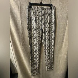I.AM.GIA Pants White Black Snake Print Faux Leather High Waist Belted Size med - Picture 1 of 8