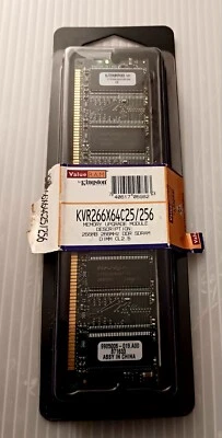 Kingston KVR266X64C25/256 256MB 266MHZ DDR1 PC2100 DIMM CL2.5 184-pin Memory - Image 1 of 4