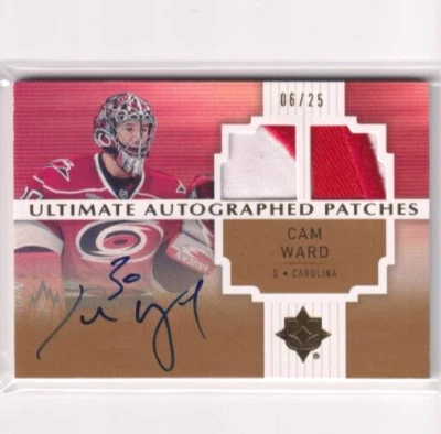 2007-08 UD Ultimate Collection Autographed Patches Cam Ward /25 Hurricanes - Image 1 of 2
