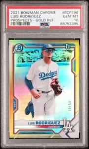Luis Rodriguez 2021 GOLD REFRACTOR /50 Bowman Chrome PSA 10 Pop 2 1st Dodgers - Picture 1 of 2