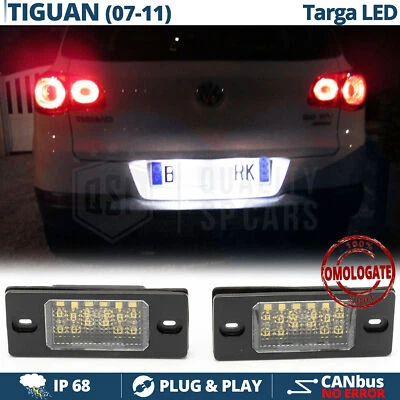 2 Luci TARGA LED per VW TIGUAN 5N PLACCHETTE Complete CANBUS 18 LED 6500K Bianco - Immagine 1 di 4