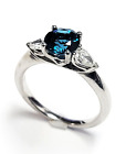 Stunning "Ritani" 18Kw London Blue Topaz & Diamond Ring