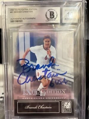 2007 Donruss Elite Extra Edition Brandi Chastain Hard Signed Rookie Card BAS 10  - Image 1 of 4