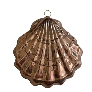 Large Vintage Copper Clam Shell Hanging Mold Jelly Cake Made In Korea 9” - Picture 1 of 4
