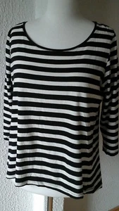 H & M SHIRT  Bluse Tunika Shirt  38 40 S M Baumwolle schwarz creme - Bild 1 von 2