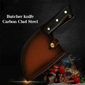 Forged Kitchen Butcher Knife Camping Full Tang Chef Knife with Sheath US seller - Picture 1 of 8