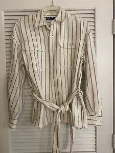 RALPH LAUREN 100% Linen Striped Belted Shirt /Jacket Size 10, preowned CLASSY! - Picture 1 of 8