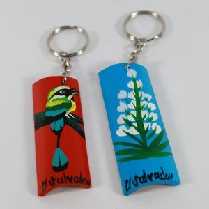 2 El Salvador Wooden Keychain, Teja LLavero De El Salvador Bamboo Artesanal x 2  - Picture 1 of 3