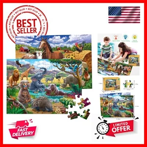 Puzzles for Kids Ages 4-8 Old - Farm & Wild Animal,2 Packs 60 Pieces Jigsaw ... - Picture 1 of 8