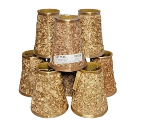 Boudoir Lampshades Silk Ribbon Gold Set Of 4 NOS 6”/5”/3” - Picture 1 of 7