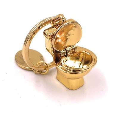 H-CUSTOMS Klo Toilette Schlüsselanhänger Anhänger Golden aus Metall