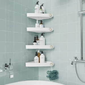 Duschregal Eckig 4er Set – Badewanne Shampoohalter Weiß - Bild 1 von 9