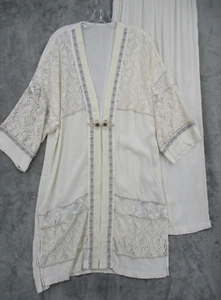 Vintage Hosen Set Damen 8 Kimono Blumen Spitze Patchwork Lagenlook weites Bein Boho - Bild 1 von 24