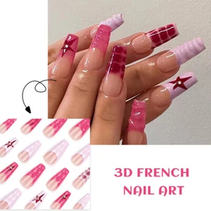 24Pcs Long False Nails Detachable Wearable Full Cover Nail Tips Press Glue - Picture 1 of 14