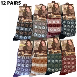 12 Pairs Women's Angora Wool Socks Extra Warm Winter Thermal Soft Ski - Picture 1 of 5