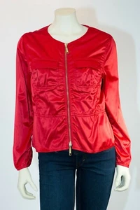 Christopher & Banks Red Satin Jacket Women's PM Petite - Long Sleeve EUC - Picture 1 of 4