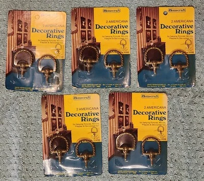 Juego de 5 colgadores/tiradores de cajones de marco de fotos de anillos de artesanía para uso doméstico de latón americano Foto 1 de 4