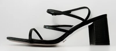 Stunning Black Snake PU Leather Novo ULANY Strappy Block Heel Sandals-Size 10 - image 1 of 4