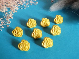 843BTER Splendid Buttons Rose Button "Yellow Mimosa 8 Buttons Ep. Vintage - Picture 1 of 4