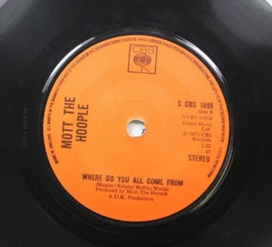 Rock 45 Mott The Hoople - Where Do You All Come From / Roll Away The Stone On Cb - Picture 1 of 2
