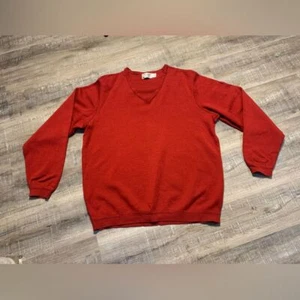 ST. CROIX Men's L 100% Merino Wool Sweater Knit V-Neck Pullover Red Made in USA - Picture 1 of 6
