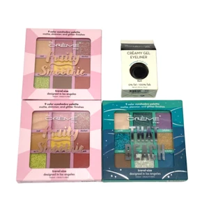 NEW The Creme Shop 3 TRAVEL Size 9 EYESHADOW Palettes+Creamy GEL EYELINER Black - Picture 1 of 12