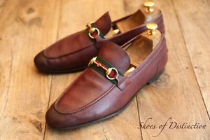 Gucci Burnished Brown Leather Brass Horsebit Shoes Loafers Men's UK 8 US 9 EU 42 - Picture 1 of 11