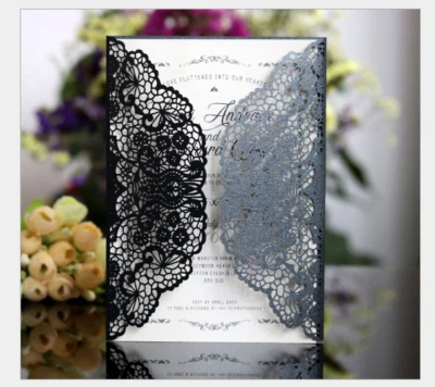 10 peças cartão convite festa de casamento corte a laser casamento aniversário noivado  - Imagem 1 de 4