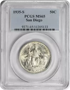 San Diego Commemorative Silver Half Dollar 1935-S MS65 PCGS - Picture 1 of 2