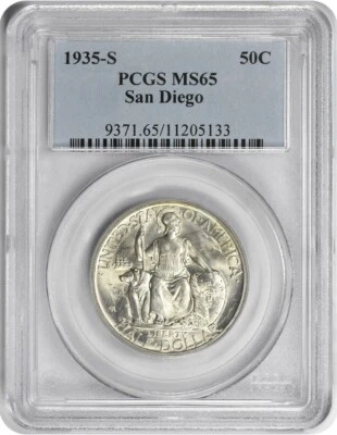 San Diego Commemorative Silver Half Dollar 1935-S MS65 PCGS - Image 1 of 2