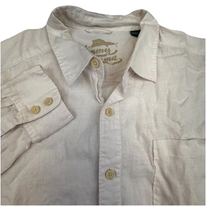 Tommy Bahama White 100% Linen Long Sleeve Beach Button Up Shirt Men's Size XL - Picture 1 of 10