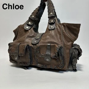 Chloe Silverado Hand Bag Tote Bag Vintage Leather Brown Used 112521 - Picture 1 of 10