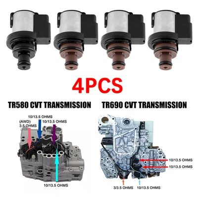 4PCS Torque Converter AWD Solenoid For Subaru Lineartronic CVT TR580/690 Genuine - Image 1 of 4