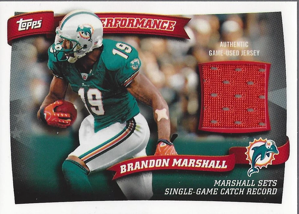 2010 Topps Peak Performance Relics Brandon Marshall Jersey FB - Image 1 of 2