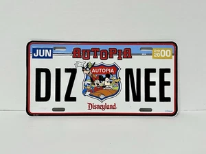 Disneyland Autopia Diz Nee Metall Nummernschild Disney Mickey Minnie Vintage - Bild 1 von 6