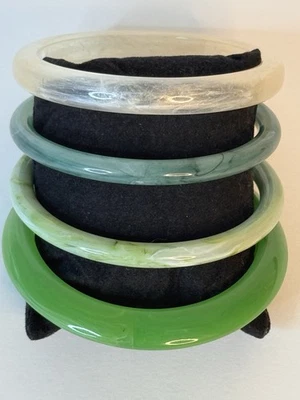 Juego de brazalete brazalete de resina estilo vintage 4 piezas aspecto retro verde y transparente Foto 1 de 4