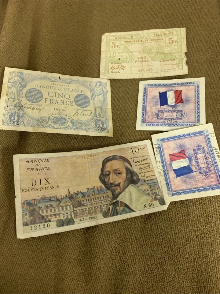 1960 Banque Of France Banknote 10 Francs 5 Note Lot Occupied WW2 - Image 1 of 4