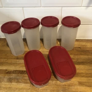 Vintage Red Tupperware Plastic Food Storage Containers & Lids Bundle Free P&P - Picture 1 of 10