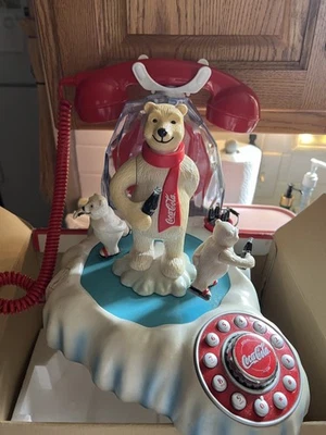 Coca Cola animated Polar Bear Telephone Skating Iceberg Phone Box and cable - Image 1 of 4