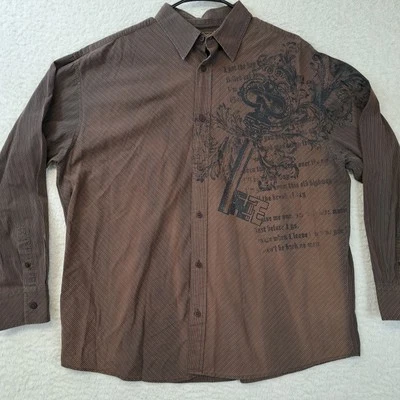 Retrofit Mens Long Sleeve Button Up Shirts Top Black 100% Cotton Size XXL - Image 1 of 4